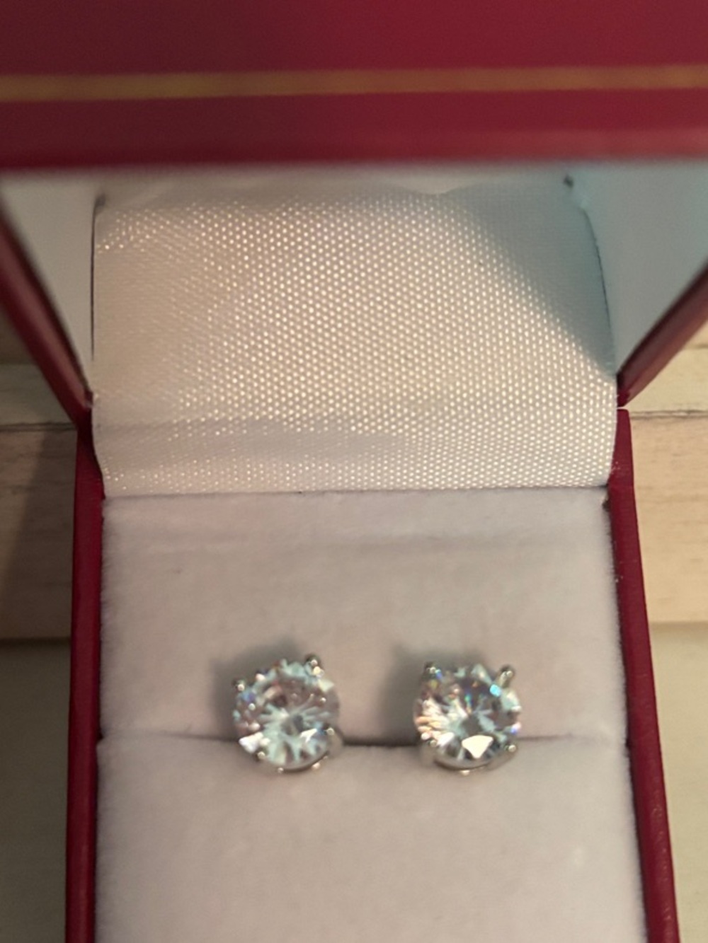 Classic Round Large Crystal Stud Earrings - Silver Tone